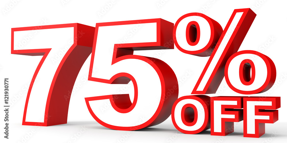 Discount 75 percent off. 3D illustration on white background. Discount 75 percent off. 3D illustration on white background.