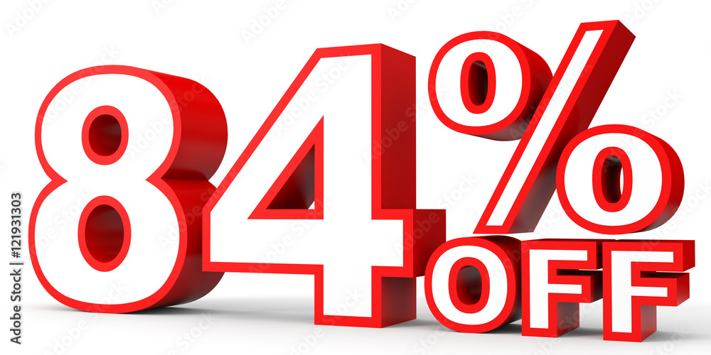 Discount 84 percent off. 3D illustration on white background. Discount 84 percent off. 3D illustration on white background.