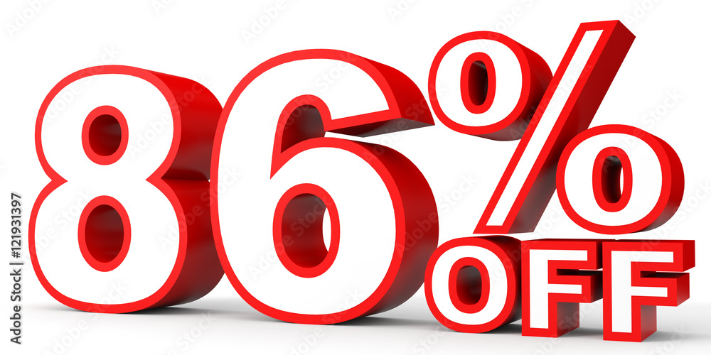 Discount 86 percent off. 3D illustration on white background. Discount 86 percent off. 3D illustration on white background.