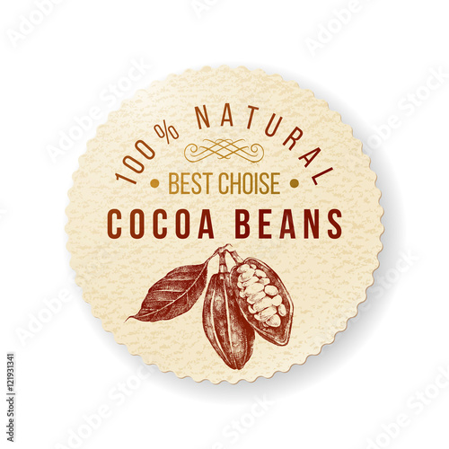 cocoa round label with type design