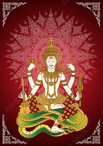 God Shiva thai tradition line