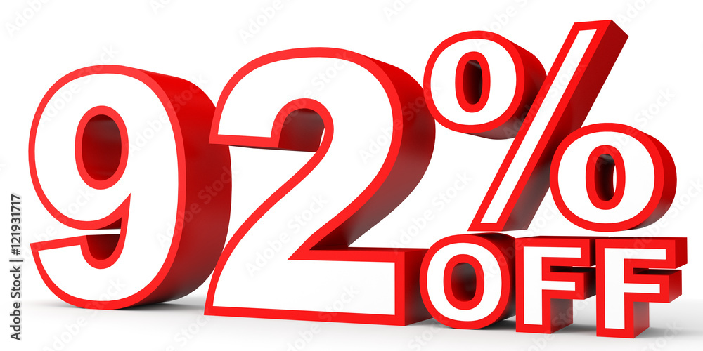Discount 92 percent off. 3D illustration on white background. Discount 92 percent off. 3D illustration on white background.