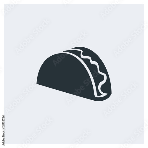 Taco icon, Mexican food icon, image jpg, vector eps, flat web, material icon, icon with grey background	