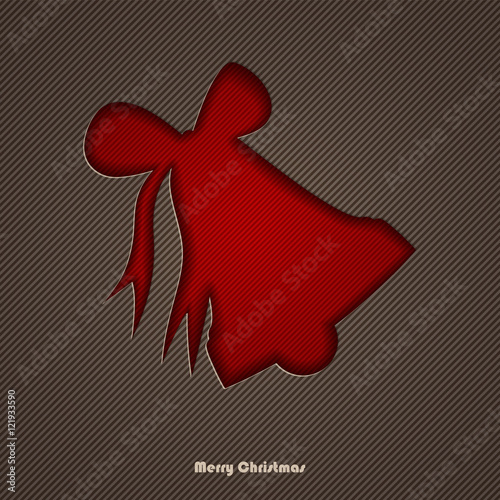 Winter vector background silhouette of the bell incision in the paper with space for your text. Season backdrop. Winter template.