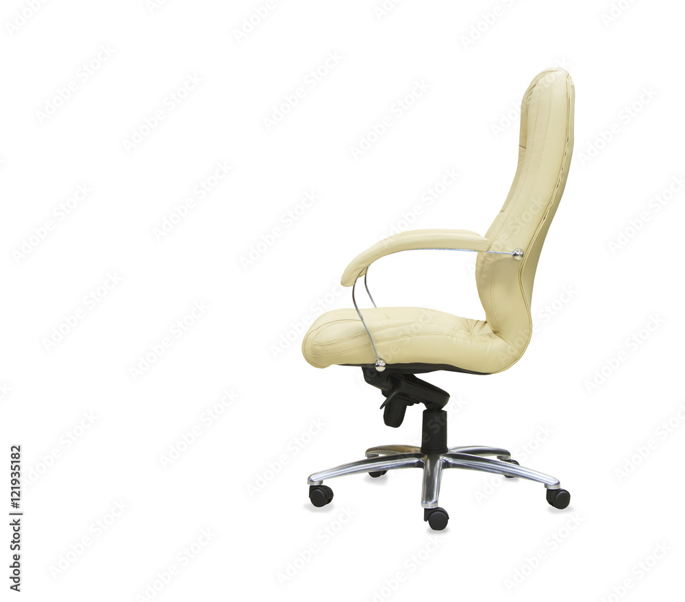The office chair from beige leather. Isolated The office chair from beige leather. Isolated