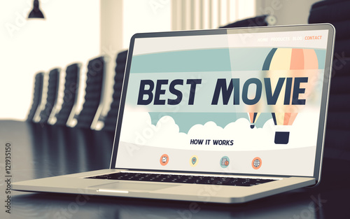 Landing Page of Laptop with Best Movie Concept. 3D.