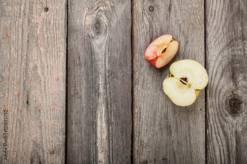 Fototapeta Naklejka Na Ścianę i Meble -  Apples on gray old planks wood table