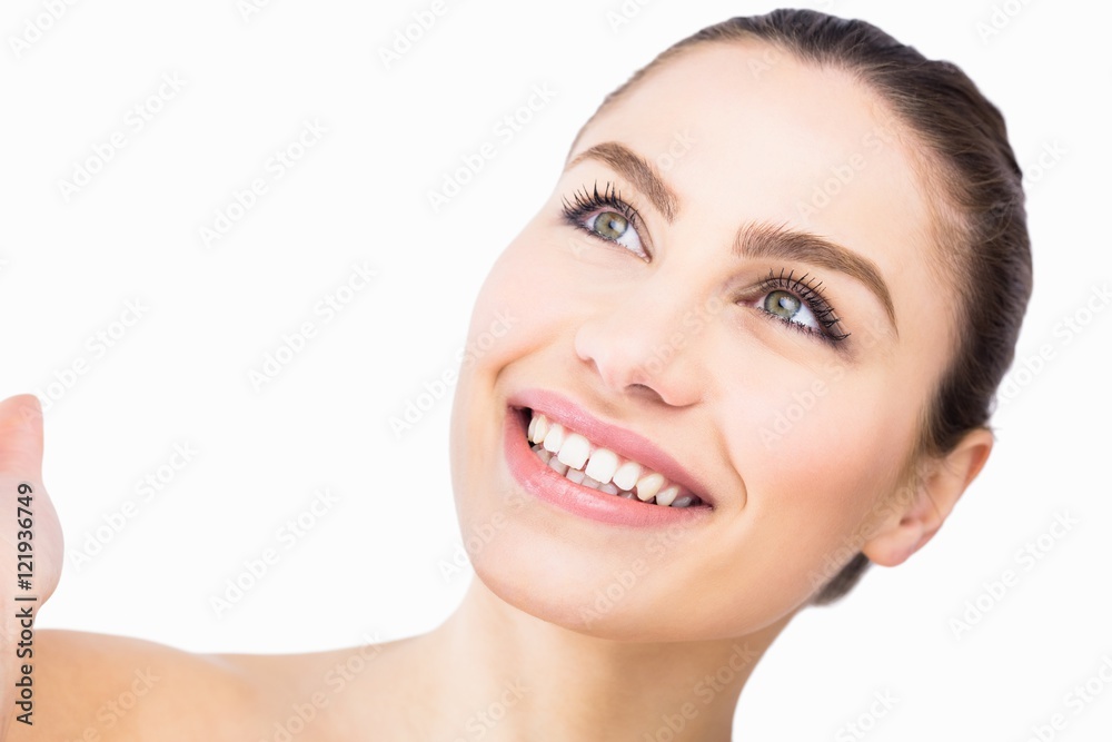 Beautiful woman posing against white background Beautiful woman posing against white background
