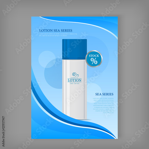 Lotion Sea Series Bottle Isolated. Discount Banner
