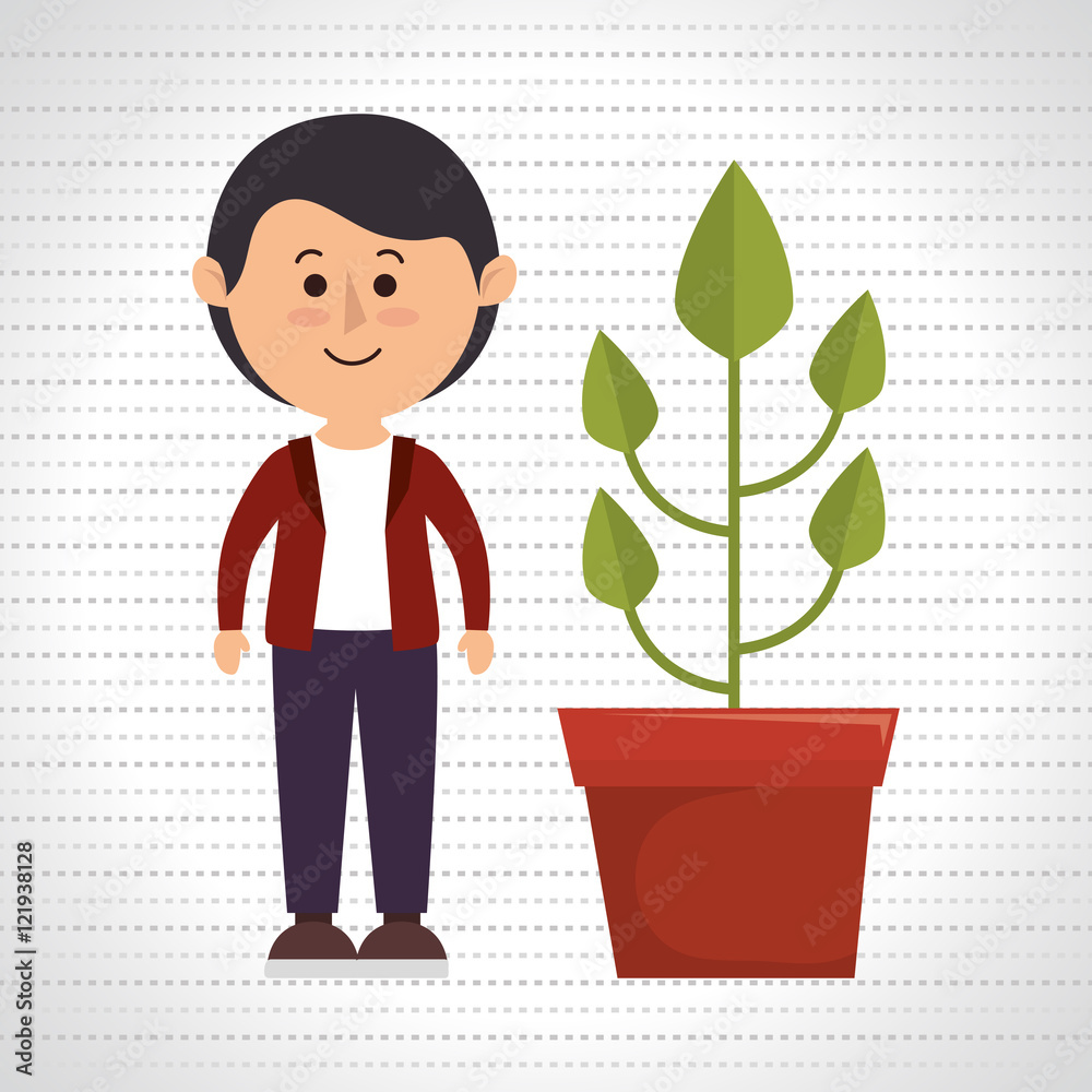 character pot plant vector illustration eps 10