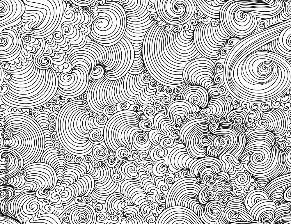 Fototapeta premium Abstract vector seamless pattern with wavy curling lines. Endless decorative figured vector texture. You can use any color of background