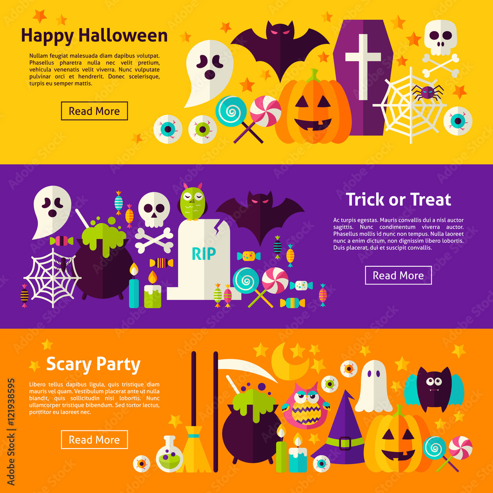 Fototapeta premium Halloween Web Horizontal Banners