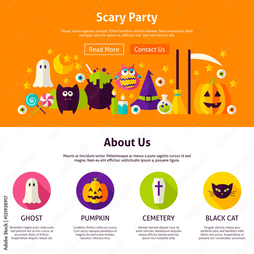 Fototapeta premium Scary Party Web Design Template