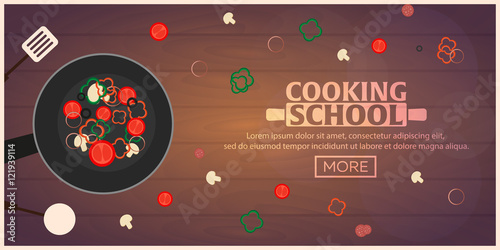 Cooking school, courses. Culinary class vector illustration.