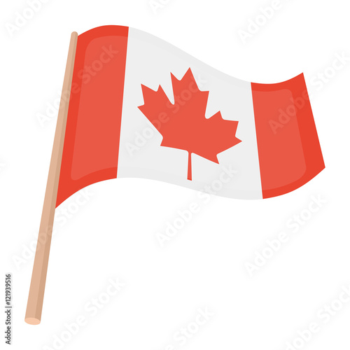 Canadian flag icon in cartoon style isolated on white background. Canadian Thanksgiving Day symbol stock vector illustration.