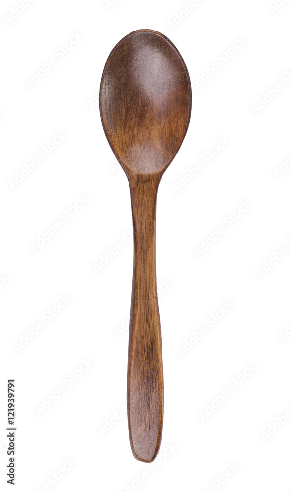 One wooden spoon isolated on the white background One wooden spoon isolated on the white background