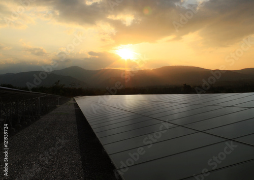 Solar panel with sunrise