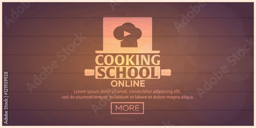 Cooking school, courses online. Culinary class vector illustration.