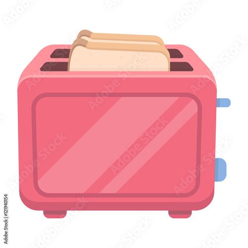Toaster icon in cartoon style isolated on white background. Household appliance symbol stock vector illustration.