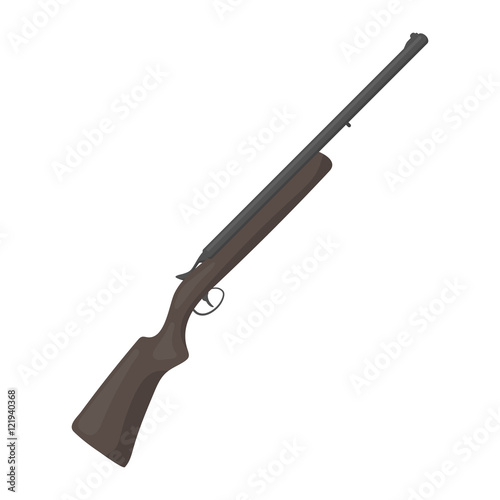 Hunting rifle icon in cartoon style isolated on white background. Hunting symbol stock vector illustration.