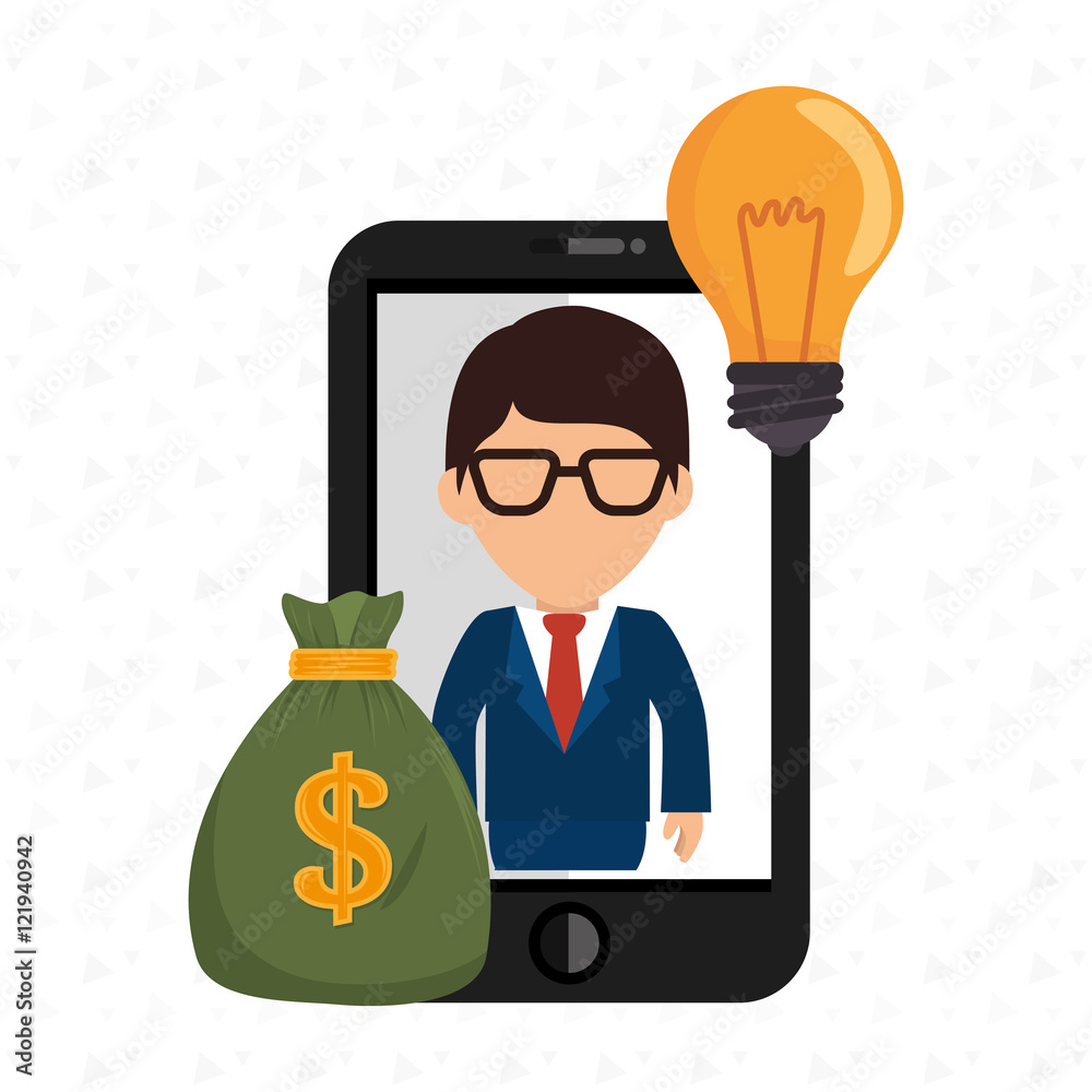 man smartphone bag money vector illustration eps 10 man smartphone bag money vector illustration eps 10