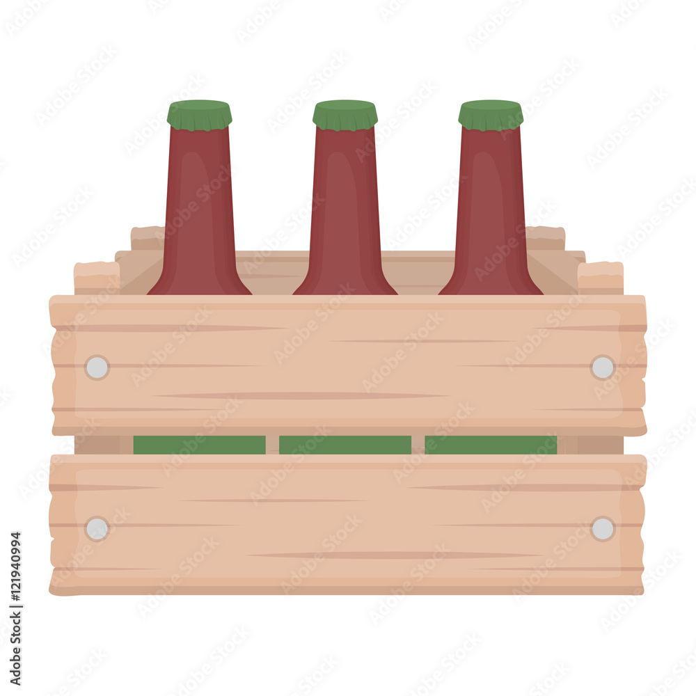 Box with beer icon in cartoon style isolated on white background ...