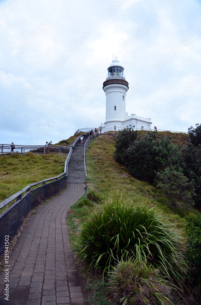 Scenic Hill Approaching White Byron Bay Lighthouse