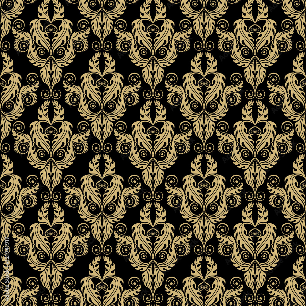 golden damask seamless pattern