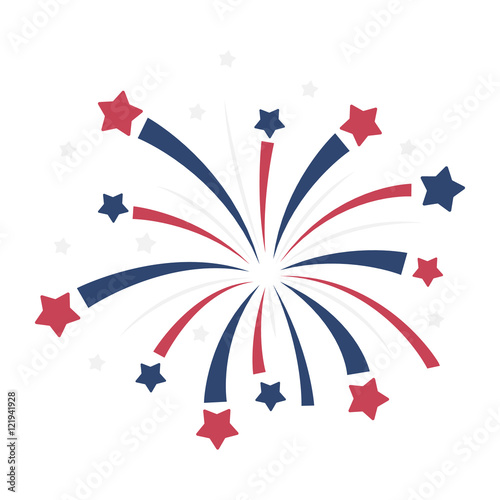 Patriotic fireworks icon in cartoon style isolated on white background. Patriot day symbol stock vector illustration.