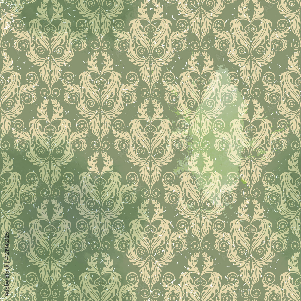 golden damask seamless pattern