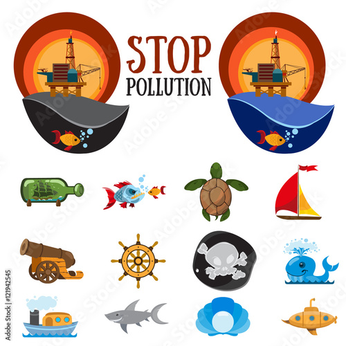 Set of figures on environmental protection.