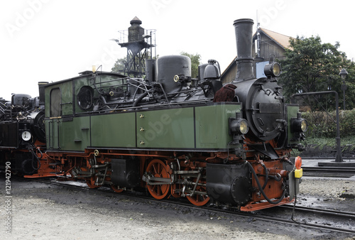 old green steam train in germany