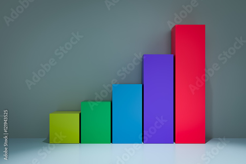 Obraz na plátně 3d rendering of growing bar chart
