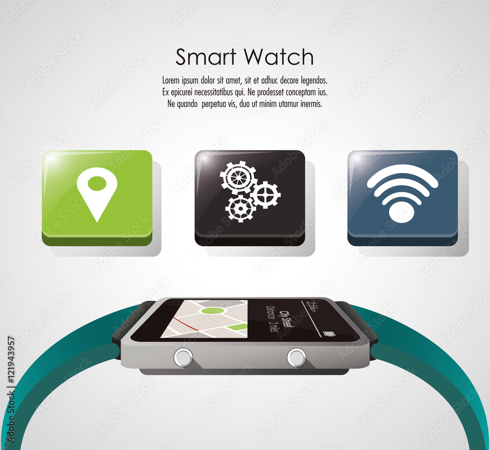 Smart watch icon. App media wearable technology and gadget theme. Colorful design. Vector illustration Smart watch icon. App media wearable technology and gadget theme. Colorful design. Vector illustration