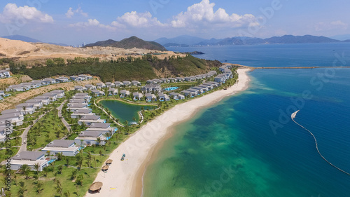 Vászonkép Five star Vinpearl resort view at Nha Trang by drone