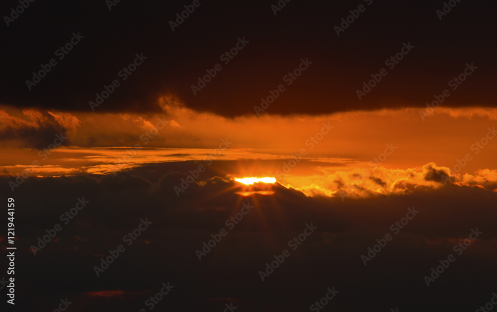 Beautiful sunset with dramatic clouds in the sky