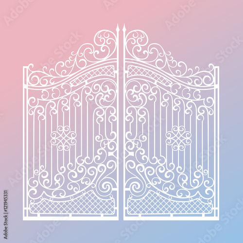 Beautiful iron ornament gates on 2016 year Pantone color mix