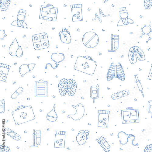 Hospital pattern blue icons