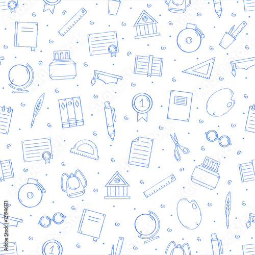 School elements pattern blue icons