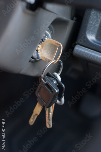 old car key in the keyhole, keys in ignition