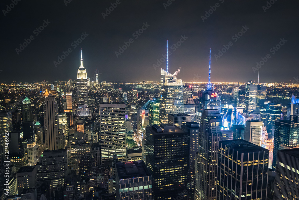 New York Night Skyline from Top of the Rock