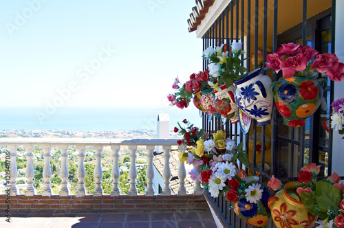 terrace overlooking the sea from the town of Mijas in Spain