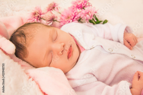 Sweet dreams for a newborn baby girl
