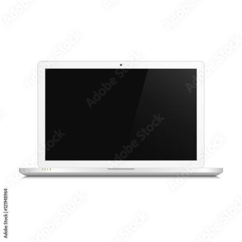 Realistic laptop mockup. Notebook with blank screen isolated on white background. Vector detalied device illustration.