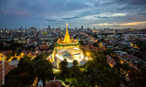 The Golden Mount at Wat Saket  Travel Landmark of Bangkok THAILAND