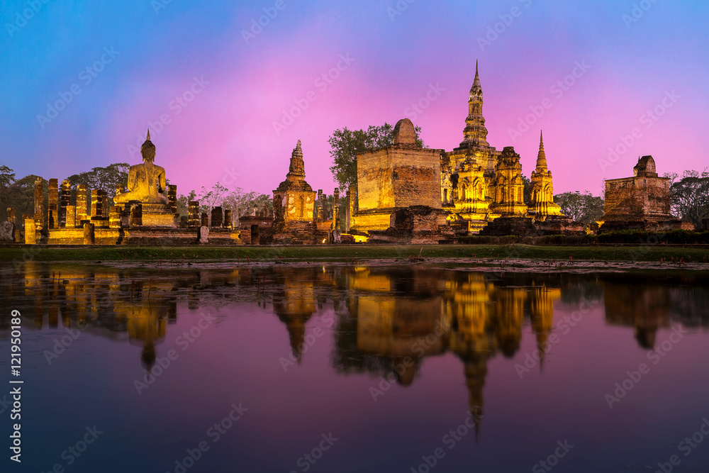 Sukhothai historical park, the old town of Thailand in 800 year ago, location North of Thailand
