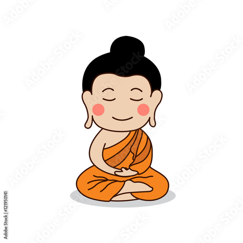 Lord Buddha enlightenment vector illustration. Isolated on white background.