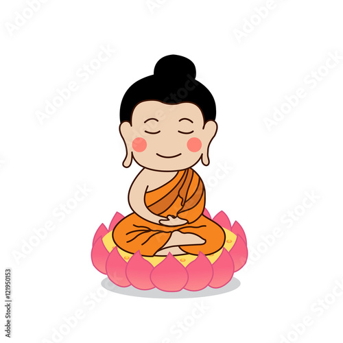 Lord Buddha enlightenment vector illustration. Isolated on white background.