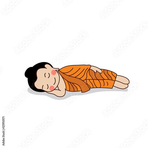 Lord Buddha's nirvana vector illustration. Isolated on white background.