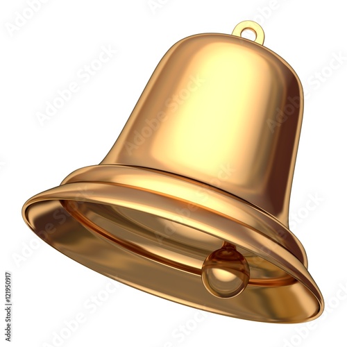 Fototapeta Golden Christmas bell isolated on white 3D illustration